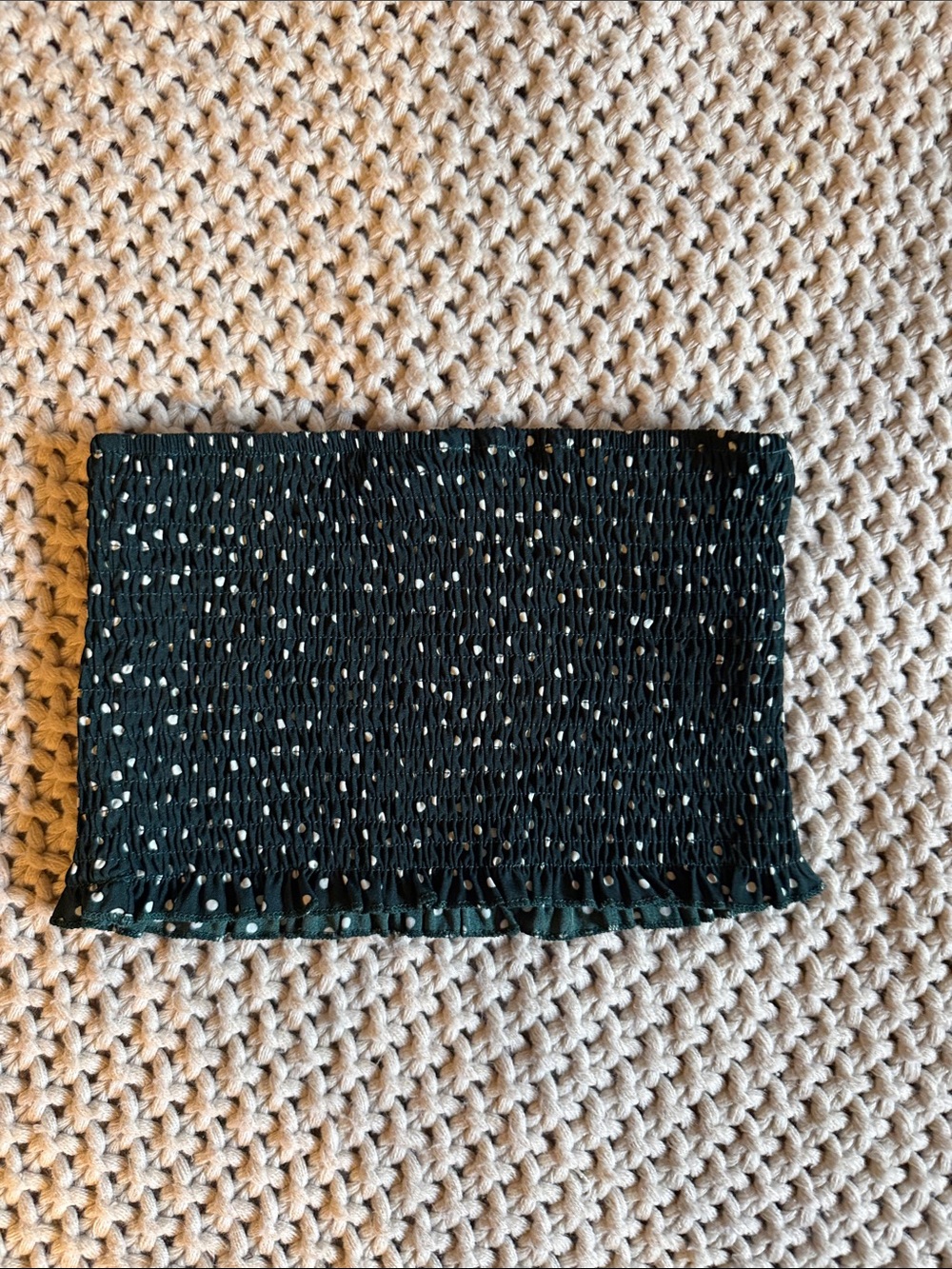 Black Polka Dot Smocked Tube Top